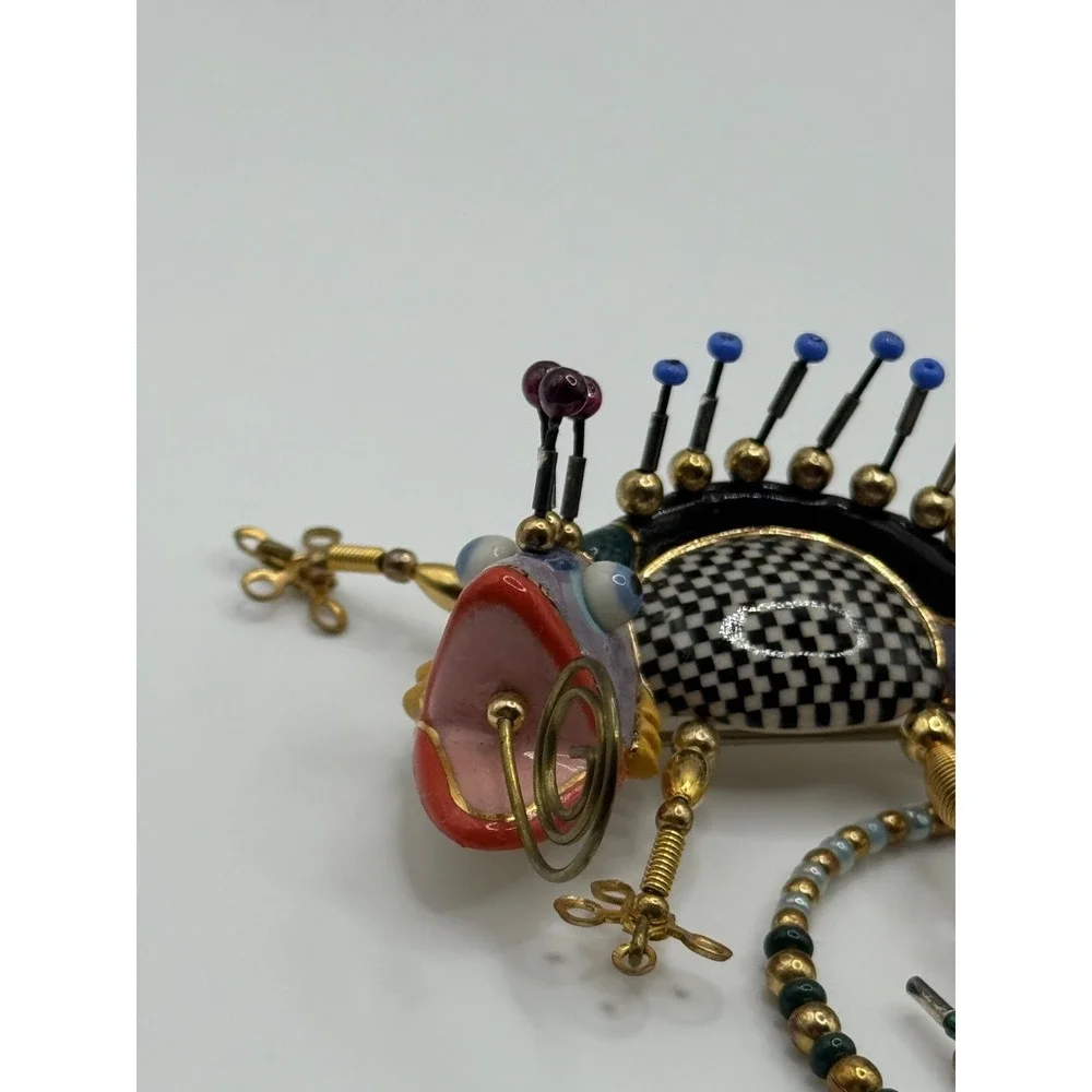 Jewelry 10 Cynthia Chuang Glazed Porcelain Glass Beaded Lizard Pin READ
